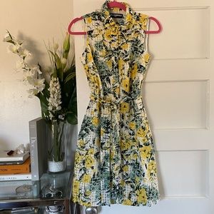 Karl Lagerfeld Yellow and Green Floral Dress Sz 0